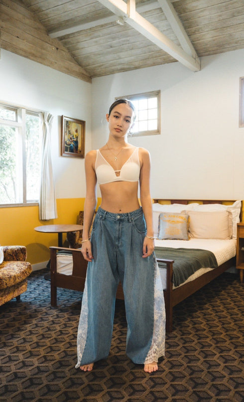 レースドッキングルーズデニム